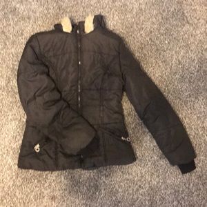Black Puffy Coat w/ Fluffy Hood!